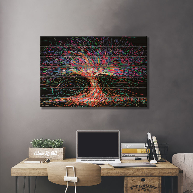 «Soul Tree of Life» par Viola, reproduction d'art sur bois sans cadre, H 26 po x l 40 po x P 1,5 po