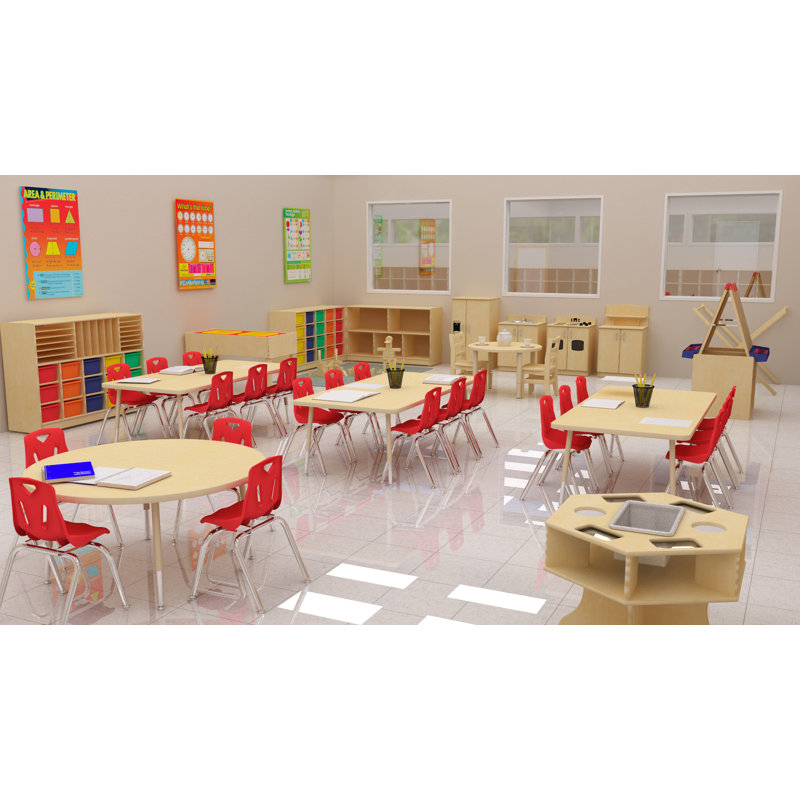 Natural Wood Six-Sided Science Activity Table