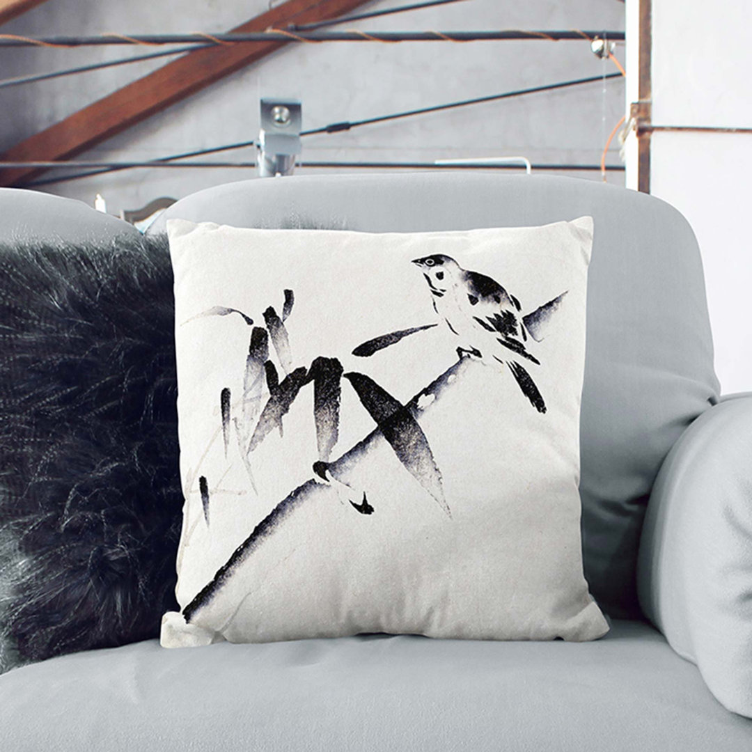 Bird on a Branch by Maruyama Okyo Cushion with Filling