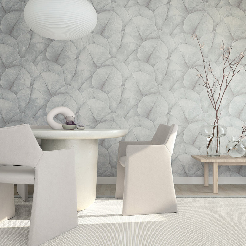 Kumano 3D Embossed Palm Leaf Wallpaper Roll, Blue