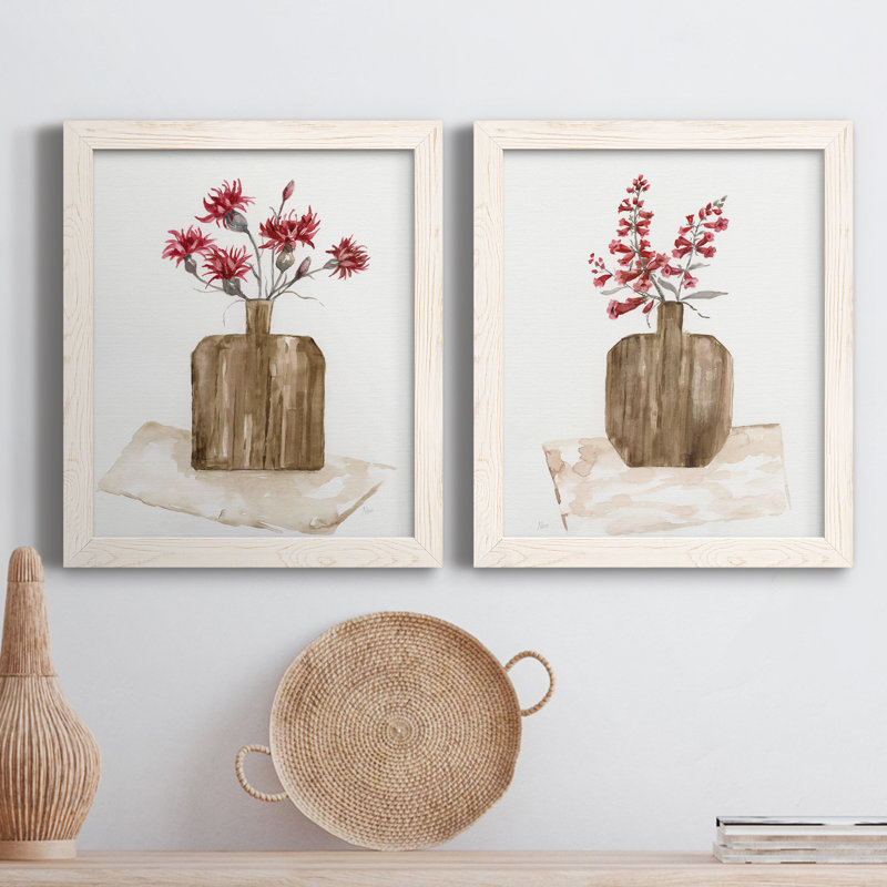 Simply Country I - Ensemble de 2 peintures sur toiles encadrées, H 20 po x l 34 po x P 1,5 po, Cadre blanc