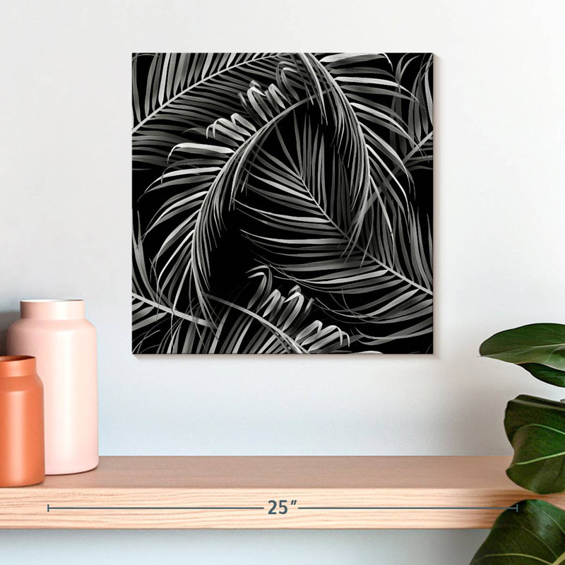 Harnek Monochromatic Palm Leaves, 16" H x 16" W