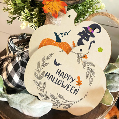 Ornements de grande taille en bois de l'Action de grâce de 7 pouces pour Halloween