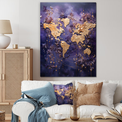 «Ethereal Lavender World Map I», reproduction sur toile