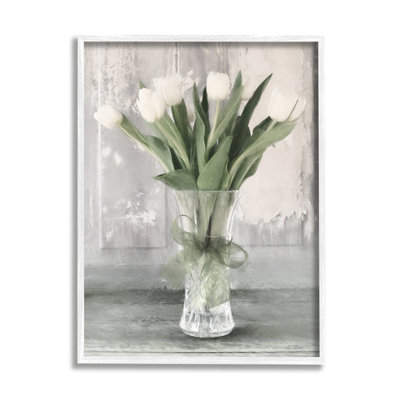 " Farmhouse Distressed White Tulips " by Lori Deiter