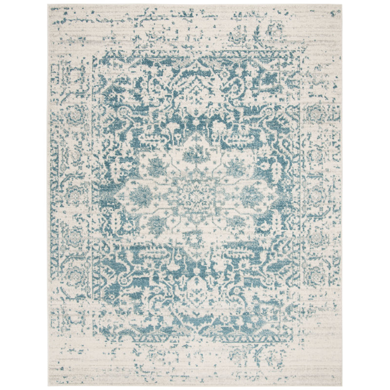 Christa Teal/Ivory Rug, Rectangle 8' x 10'