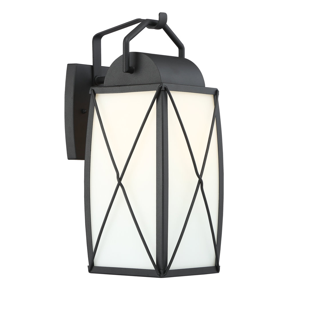 Jeniece Black Integrated LED Colorful Glass Outdoor Wall Lantern Winston Porter 
