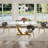 Rectangular Pedestal Dining Set with Modern Weaven Velvet Dininig Chair-821076817-821076816