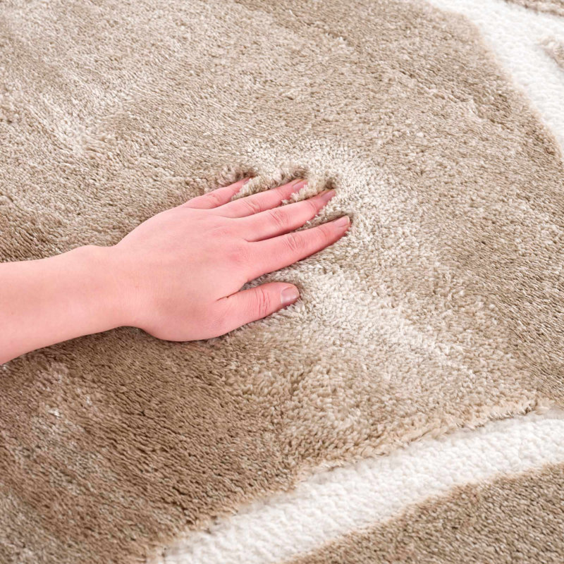 Tomaso Abstract Machine Woven Polypropylene Area Rug in Brown, Rectangle 7'10" x 10'