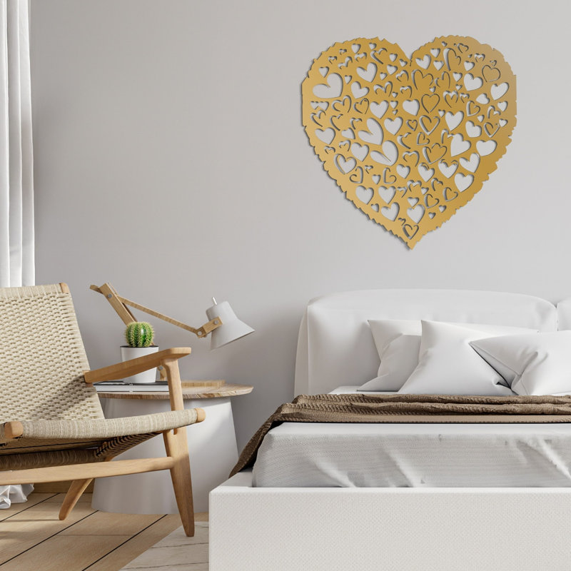 Art mural Clustered Hearts, Doré, H 29,5 po x l 29,5 po x P 1 po