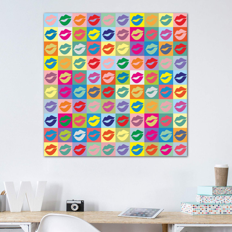 Décoration murale «Many Kisses» pour enfants, H 26 po x l 26 po x P 1,5 po, Toile tendue