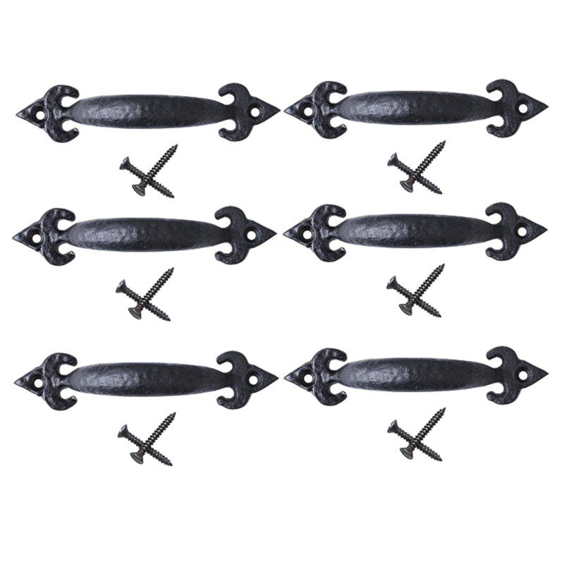 Black Wrought Iron Traditional Cabinet Pull Handles Set