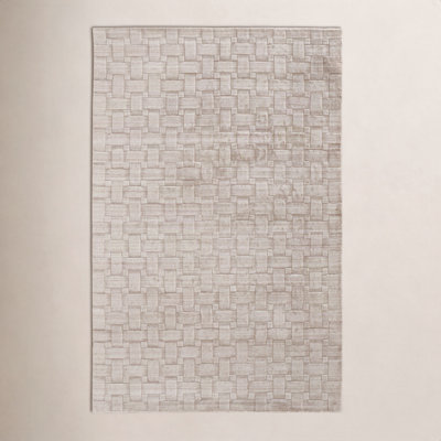 Shanta Beige Hand-Woven Geometric Viscose Rug