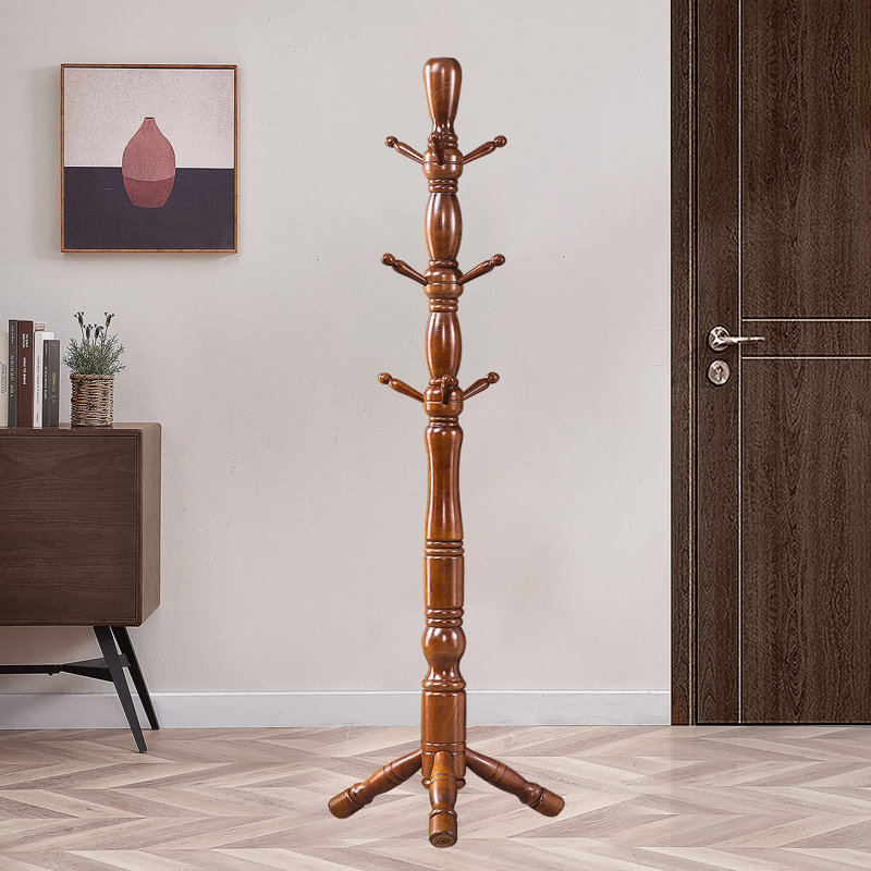 Solid Wood Freestanding 9 - Hook Coat Rack