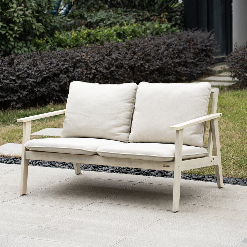 Causeuse en acacia de 50,39 po de largeur avec coussins