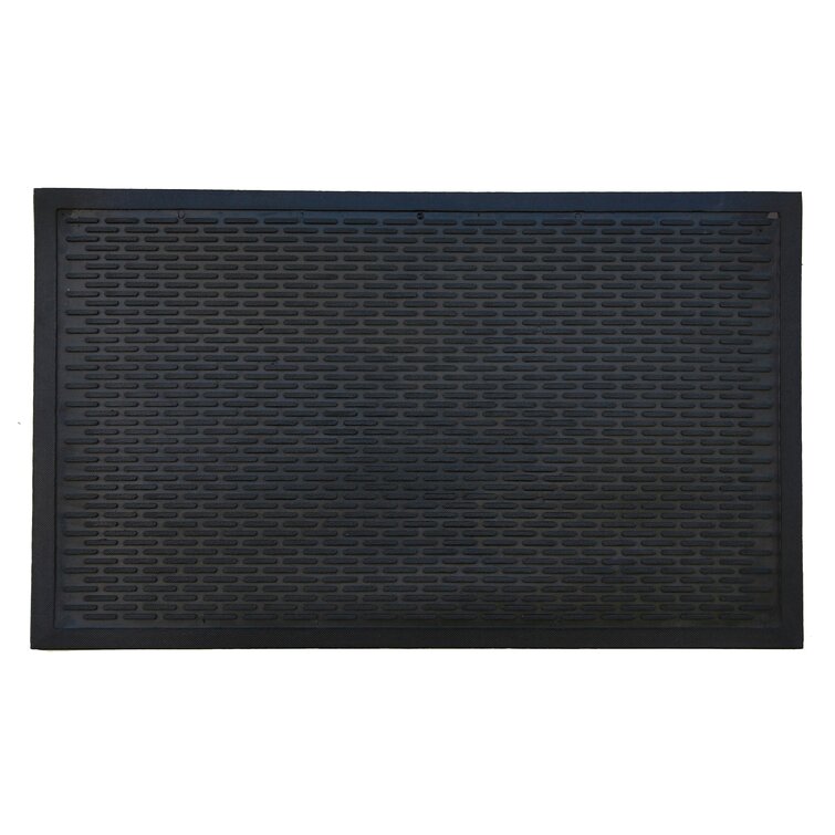 Rubber-Cal DuraScraper Linear Commercial Rubber Entrance Door Mat - 3/8 in x 36 in x 60 in - Black