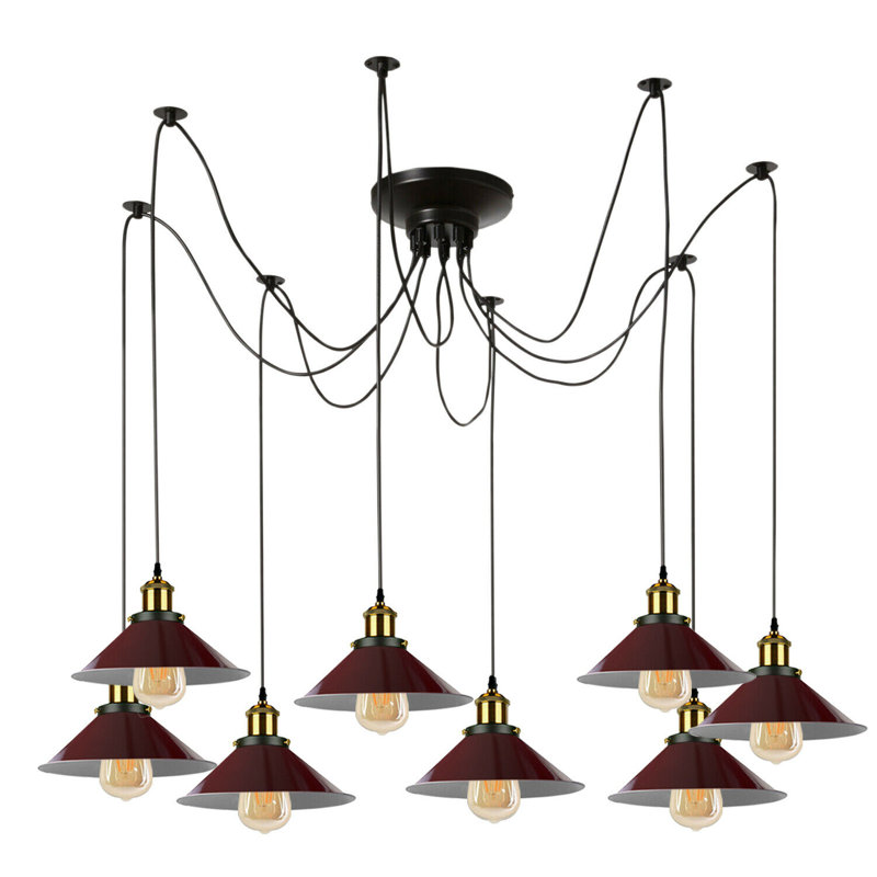 Wheeler 8 - Light Cluster Pendant, Burgundy