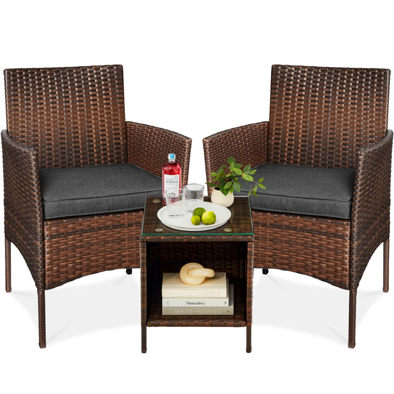 Patio Bistro Set, Brown, Stone Gray