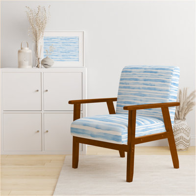 Chaise rembourrée rayée - bleu et blanc