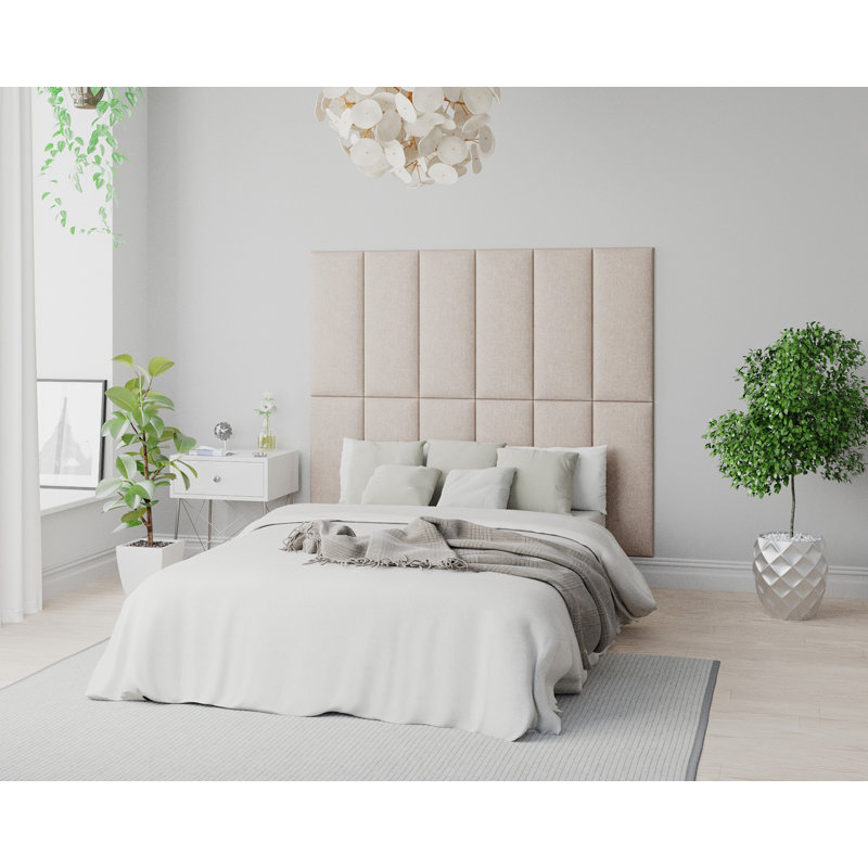 Kauthar 30 cm x 75 cm Peel and Stick Upholstered Wall Paneling in Natural