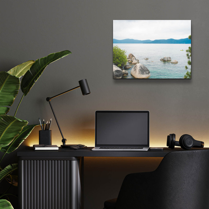 «Sand Harbor Af après-midi 1» par Sonja Quintero, art mural en verre acrylique, H 12 po x l 16 po x P 0,13 po