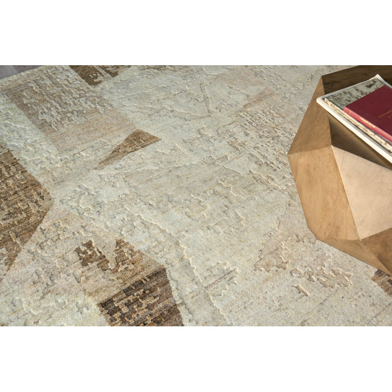 Moderno hand-knotted New Zealand Wool Beige/Taupe/Brown Area Rug, 10'X14'