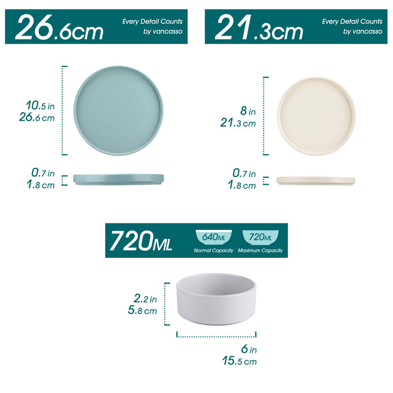 Vancasso  Stoneware Dinnerware - Set of 12, Multicolour