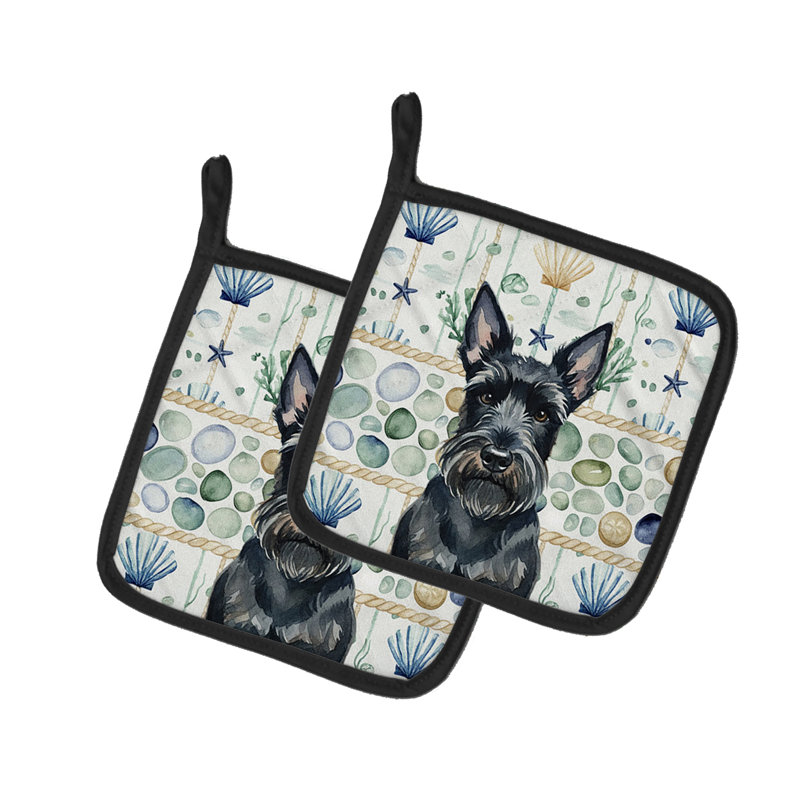 Paire de poignées en verre Scottish Terrier