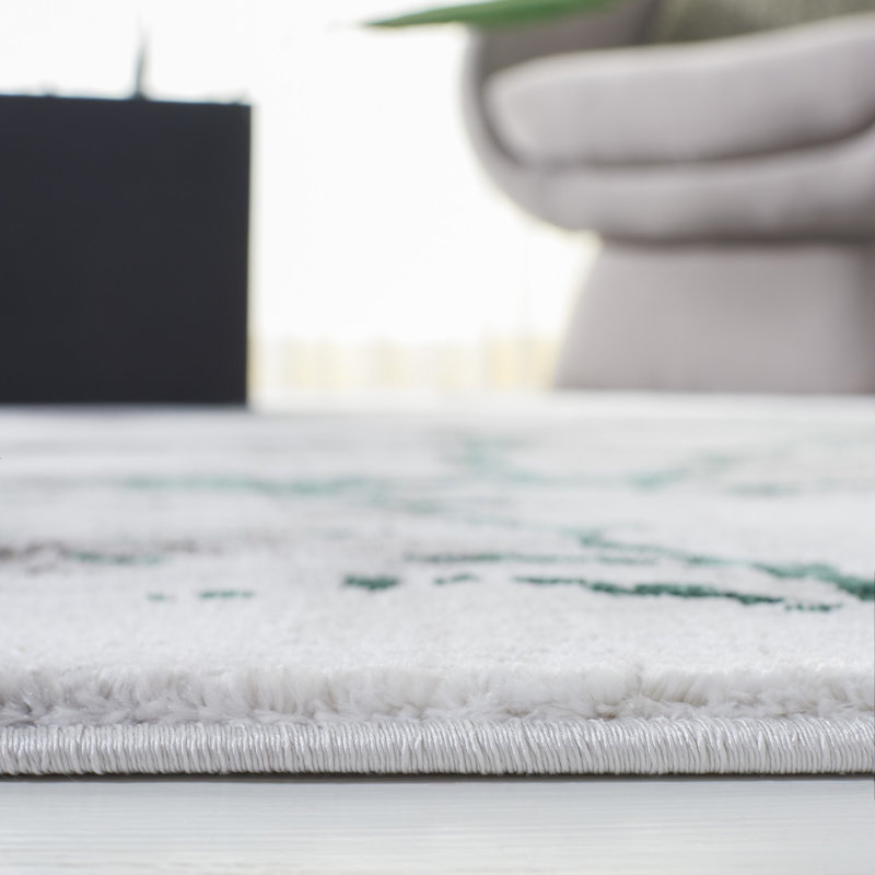 John-Paul Craft Performance Abstract Rug, Round 4', Grey/Green