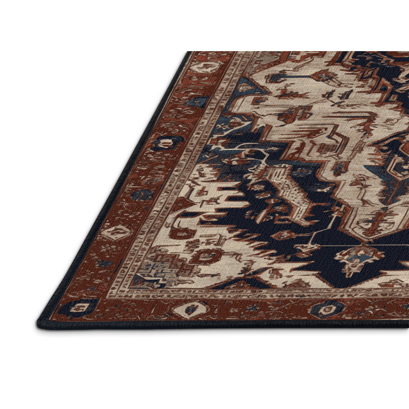 Tapis brun lavable à la machine, Rond 5 pi