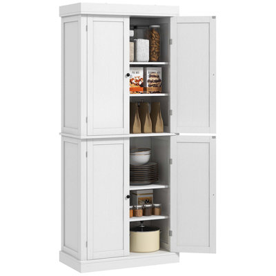 72.5" Freestanding Kitchen Pantry Cabinet, Tall Storage Cabinet With 4 Doors And 2 Adjustable Shelves For Dining Room Wood Grain