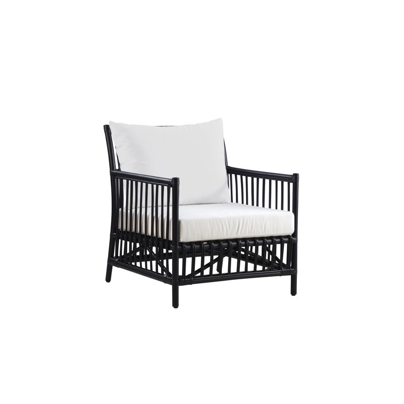 Méridienne Caroline Rattan, Toile blanche, Noir