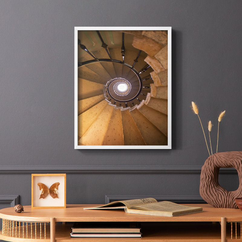 Spiraling II, reproduction encadrée - bois massif, H 28 po x l 22 po, Blanc