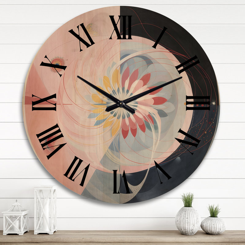 Horloge murale en bois massif Pottstown, Très grand