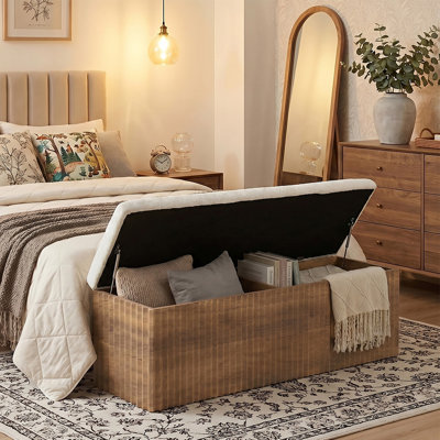 63" Upholstered End of Bed Storage Bench