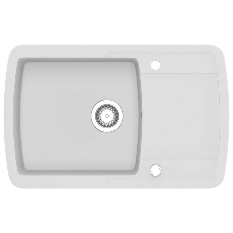 vidaXL Granite Kitchen Sink Single Basin White, White