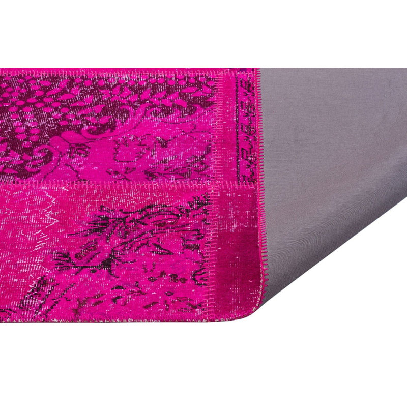 Tapis moderne fabriqué à la main fuchsia moderne