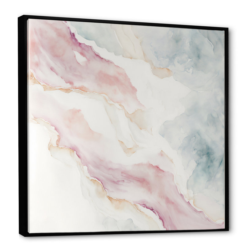Mystère des vagues dans le rosé élevé II - Art abstrait à l'encre liquide, H 30 po x l 30 po x P 1 po