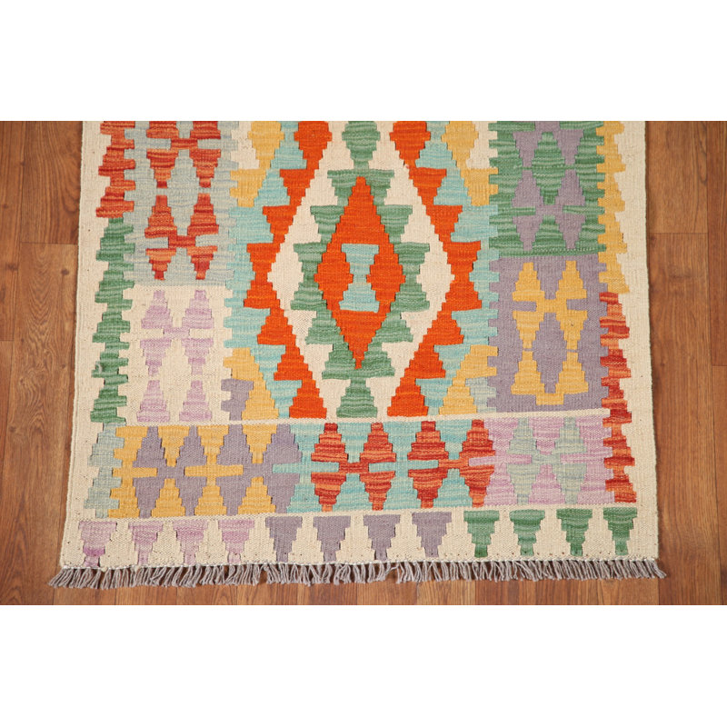 Tapis de couloir en laine South Western Kilim 3 x 10
