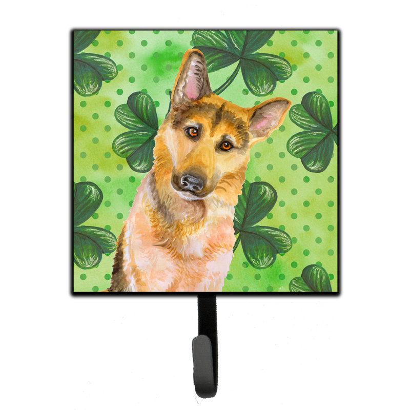 Markle Metal Wall Organizer with Key Hooks, German Shepherd, Brown/Light Green