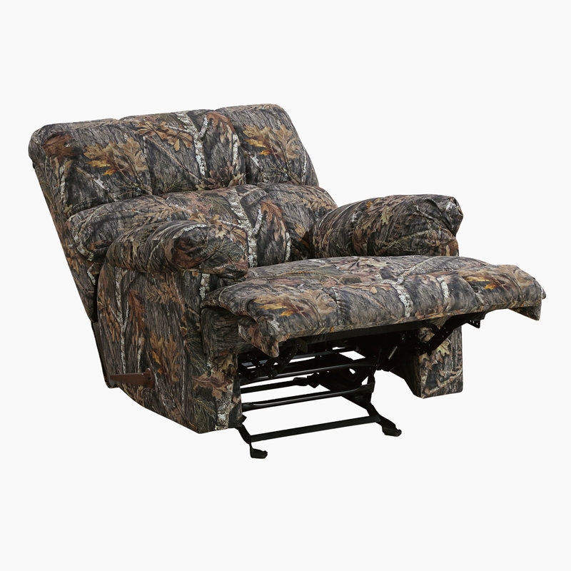 Rubin 41" Traditional Textured Microfiber Glider Reclining Chair with Gentle Gliding Motion, High-Density Foam & Pull-Handle Recline