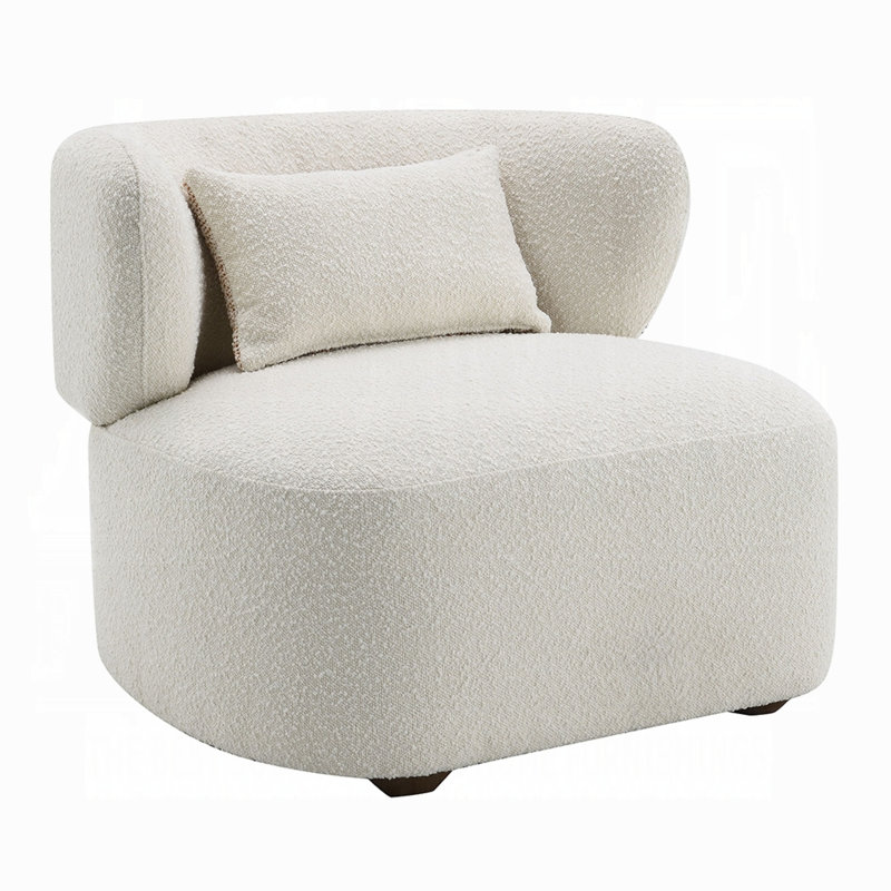 Fauteuil d'appoint surdimensionné Remus, boucle beige, dossier arrondi rond