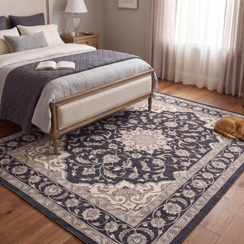 Tapis Juniper2 traditionnel persan audacieux, gris ivoire et beige, lavable à la machine, antidérapant, à poils courts, pour l'intérieur et l'extérieur, adapté aux animaux domestiques, idéal pour le salon, la chambre, la salle à manger, l'entrée, le couloir ou le bureau.