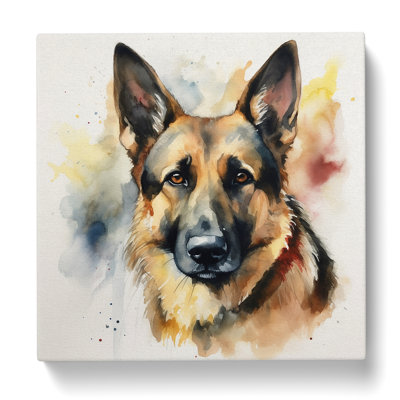 German Shepherd Watercolour - Wrapped Canvas