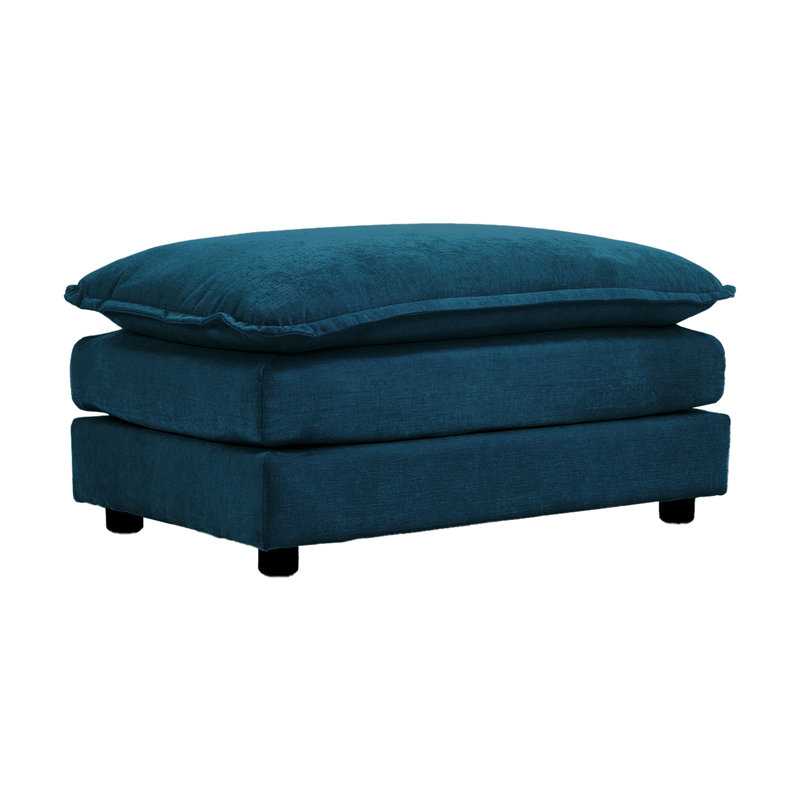 Repose-pieds en tissu chenille à combiner avec un canapé 2 places, un canapé 3 places et un canapé 4 places, Bleu