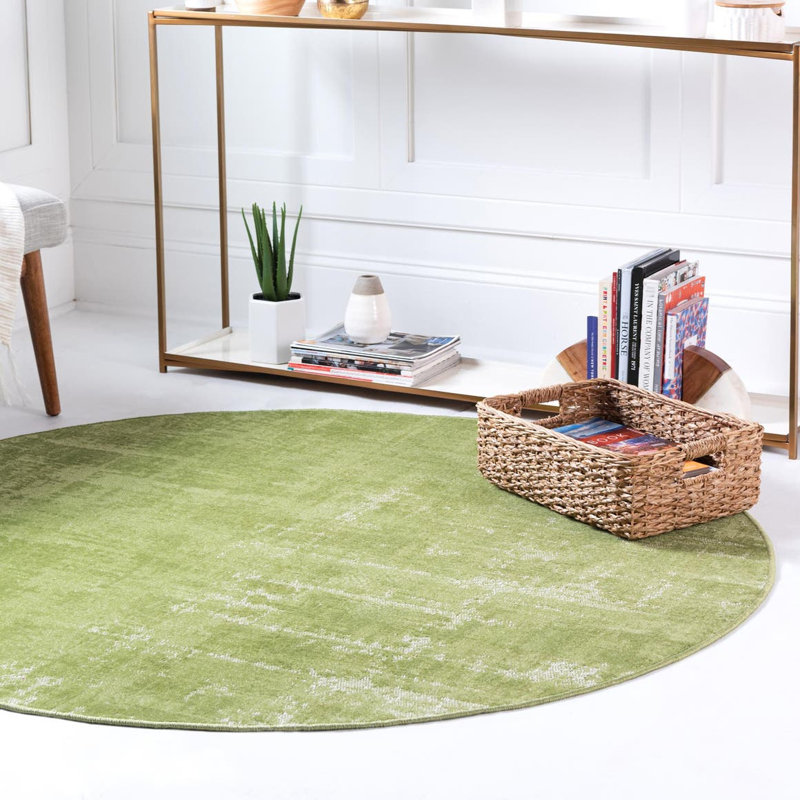 Area Rug, Round 5'3", Green