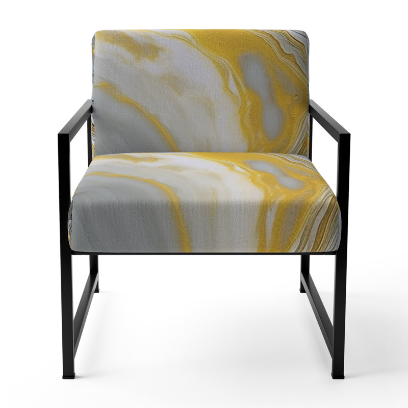 Chaise d'appoint rembourrée abstraite gris et marbre gris Symphony, Noir