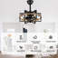 19" Industrial Caged Ceiling Fan with Light Kit and Remote, Farmhouse Fandelier with Metal Accent