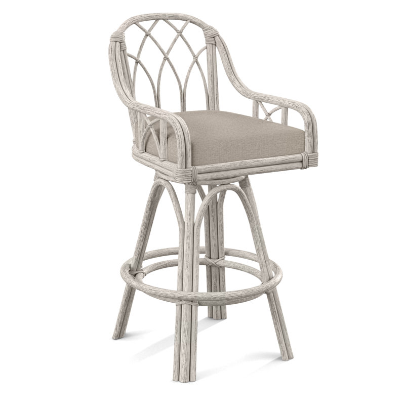 Tabouret de comptoir pivotant 24 po Edgewater, Rayures vert et bleu; 0252-54, Blanc antique givré