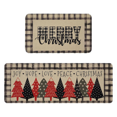  Ensemble de 2 tapis de cuisine de Noël pour tapis de sol antidérapant Merry Christmas Kitchen Decor